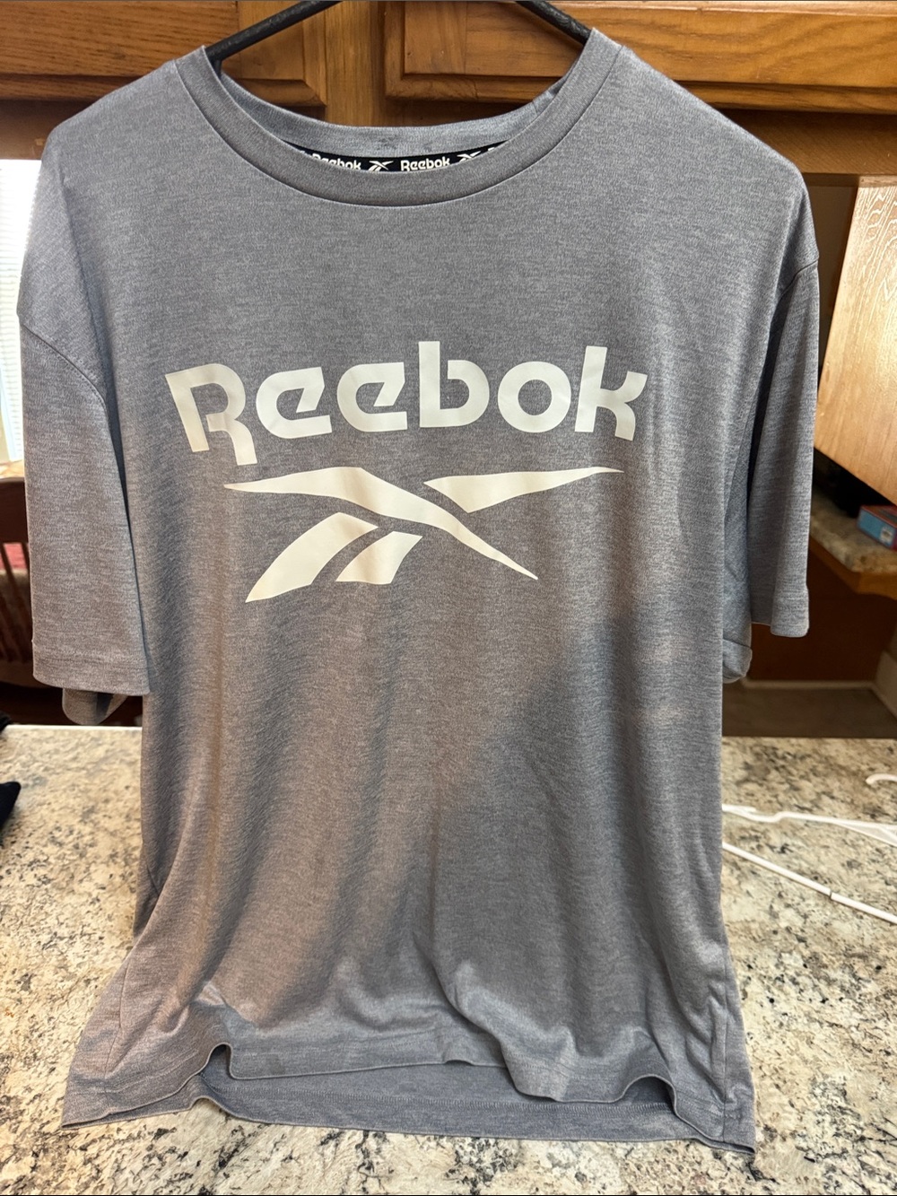 Reebok Men's Heather Gray Logo Short Sleeve Tee